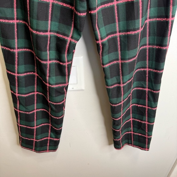 Topshop Plaid Check Paperbag Waist Belted Trouser Size 4 - Picture 10 of 13